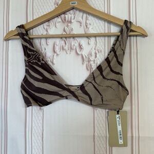 Roberto Cavalli X SKIMS Plunge Triangle Top Zebra Print Size Small NWT